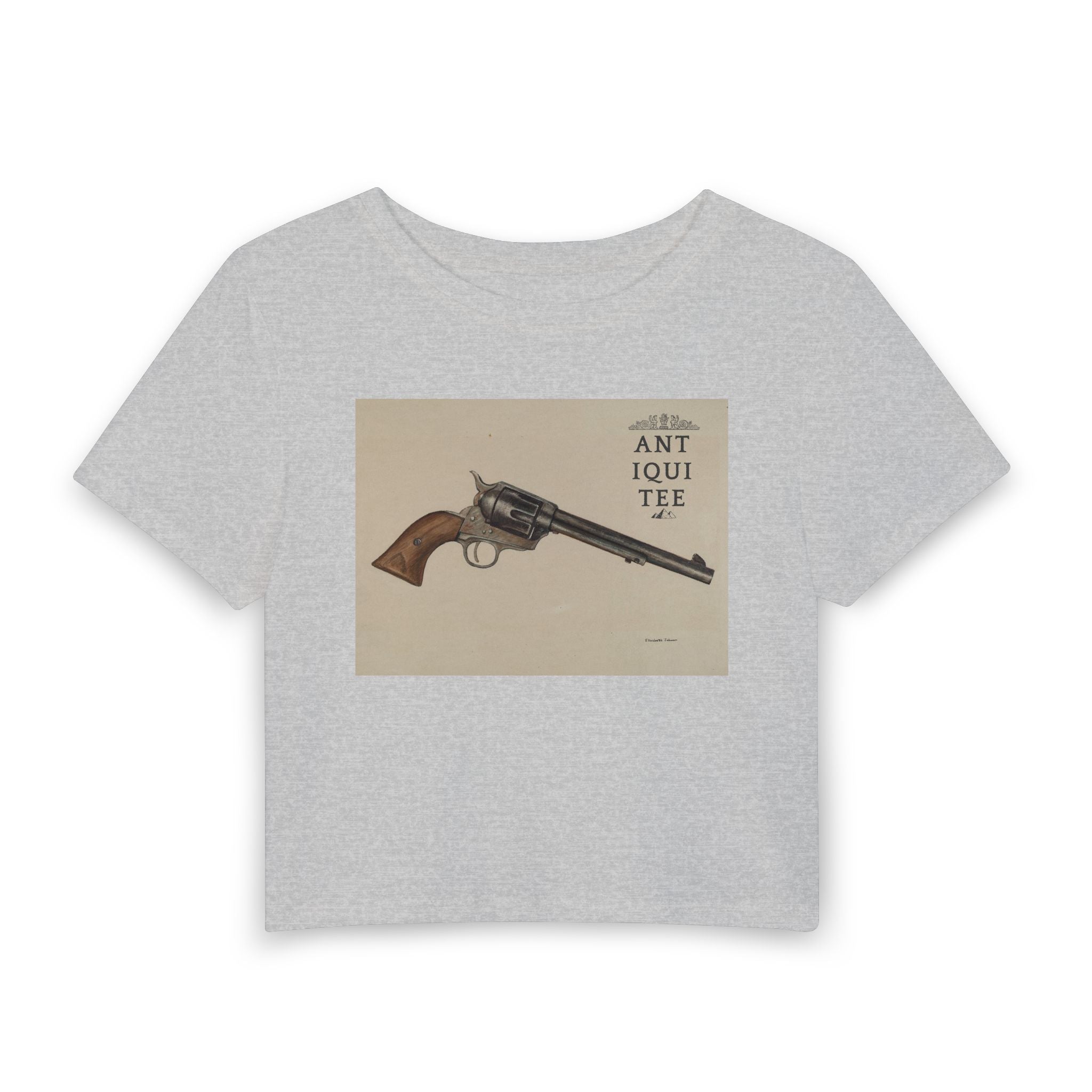 Vintage Pistol Baby Tee — Urban Wildlife Graphic Women’s Crop Top